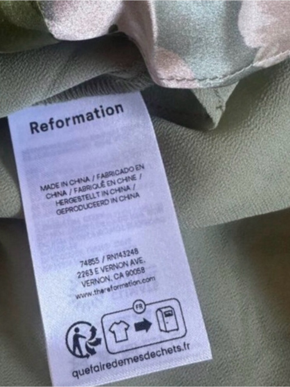 NEW Reformation Anaiis Long Silk Dress Tarragon Green Floral | size 4 - Picture 7 of 10